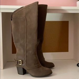 tall brown heeled boots